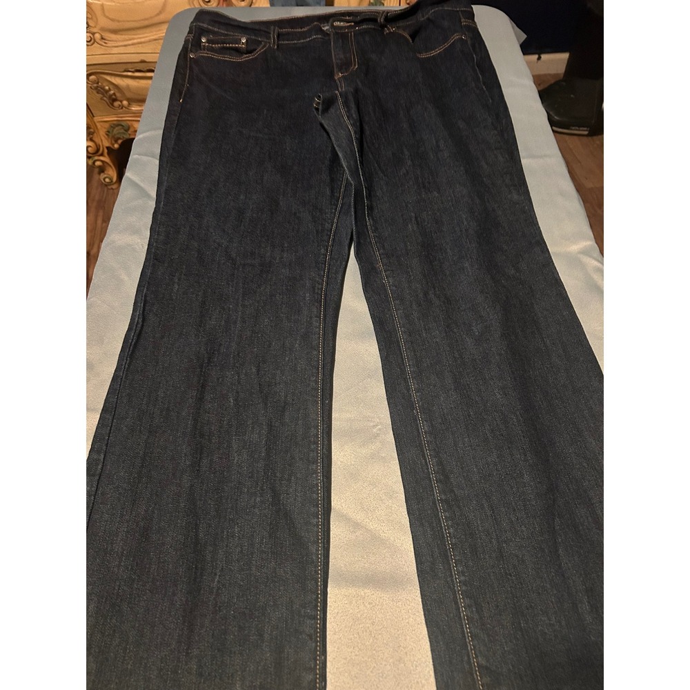 Calvin Klein Jeans Womens 16W Dark Wash Straight Leg Denim Blue Pants